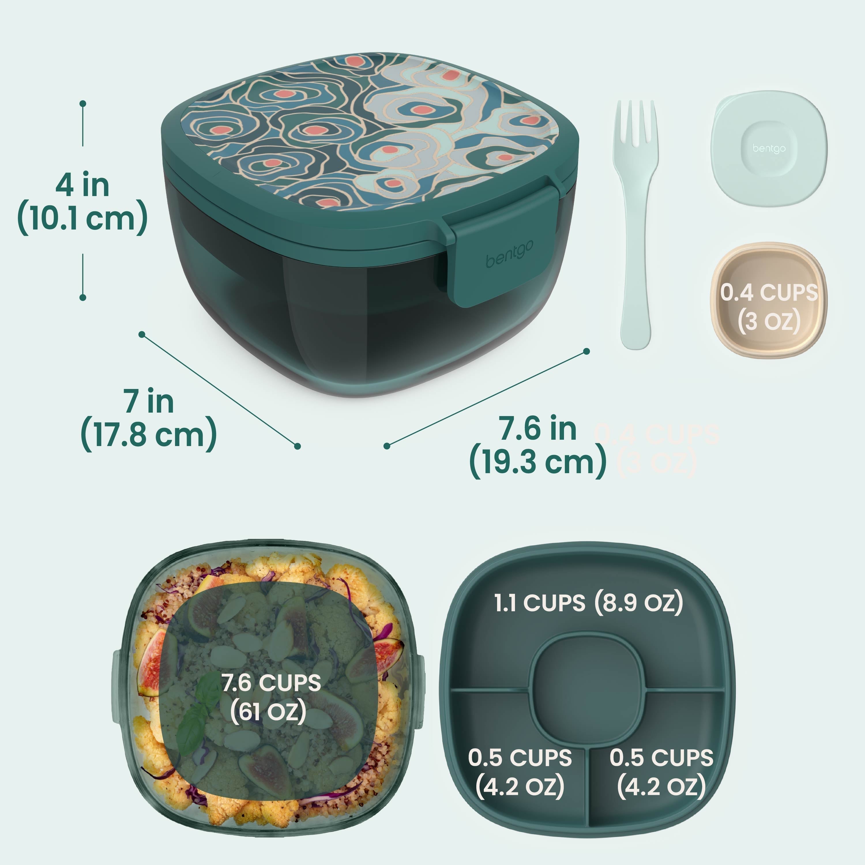 Bentgo Glass Prints All-in-One Salad Container